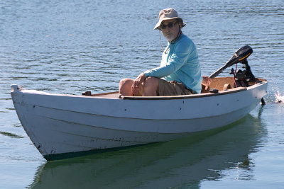 Tom Hibschmanwith 2hp Minn Kota electric outboard
