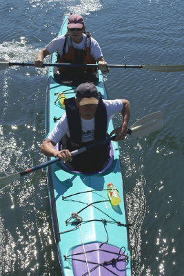 Double kayak approaching culvert.