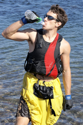 Hydrating after the race.