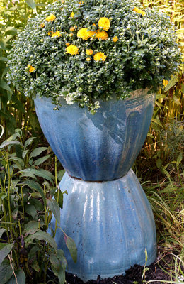 Blue planter.