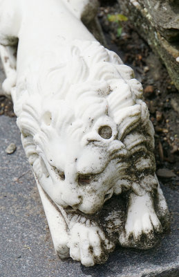 Marble lion sculpture.