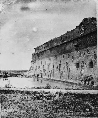 Fort Pulaski, Historic View of the Southeast (front) Wall After the 1862 Battle
