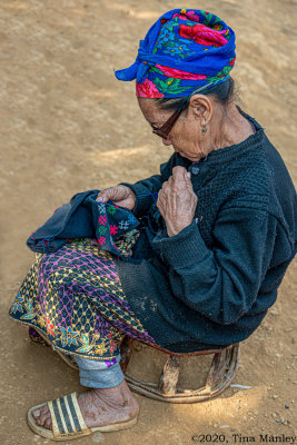 Hmong Woman Sewing