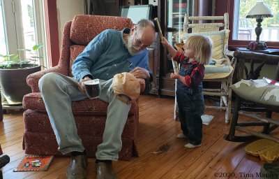 Brushing Grandpa's Hair