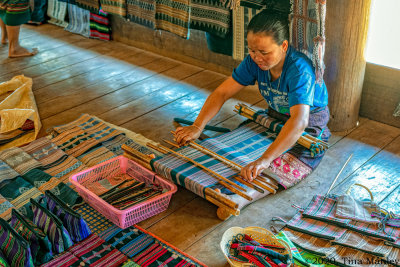 Katou Woman Weaving with Backstrap Loom