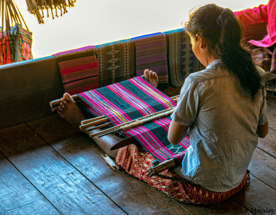Katou Girl Weaving with Backstrap Loom