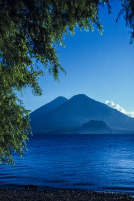 Lake Atitlan with Volcanoes and Cerro de Oro