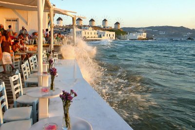 Mykonos, I wonder how it is when the sea is strong