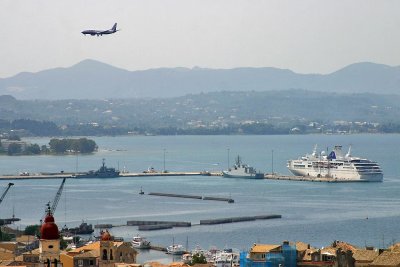 Corfu harbour, that's the Grand Voyager