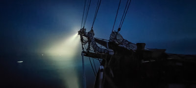 Sailing in the fog at night