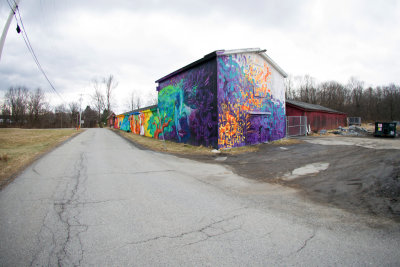 painted storehouse at Vassar Farms