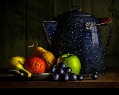 Fruit with Speckled Kettle