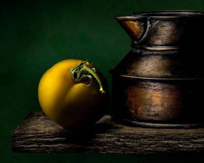 Yellow Tomato and Copper Pot