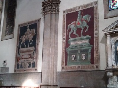 Duomo inside Frescos depicting Niccolo da Tolentino by Andrea del Castagno and Sir John Hawkwood by Paolo Uccello