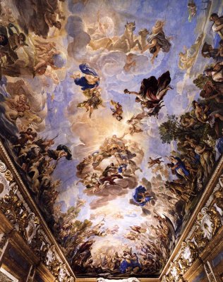 Hall decorative ceiling inside Palazzo Medici Riccardi
