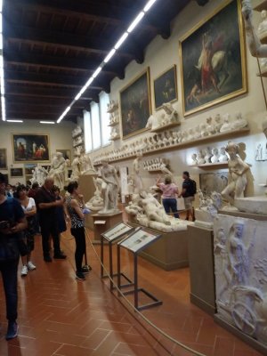 Salone dell'Ottocento plaster statues and busts that are final exams of Academy students