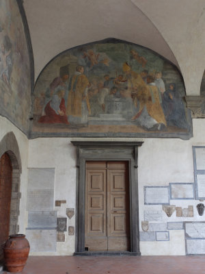 Santo Spirito  Cloister of the Dead wall tombs with frescoes above the alcoves