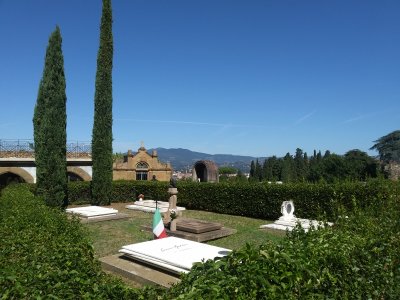 Cemetery starts at San Miniato about 3 quarters of the way up the stairs