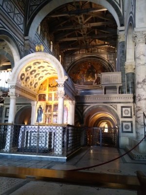 San Miniato's center nave is dominated by the beautiful Cappella del Crocefisso , designed by Michelozzo in 1448