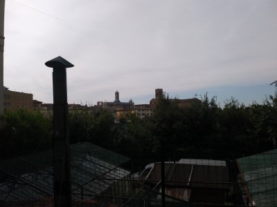 View over the Stadium of Duomo di Siena and St Catherine's Basilica