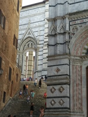 St. John's Baptistry behind the Duomo-Steps to the Unfinished Wall of St. Catherine leading up past the Crypt 