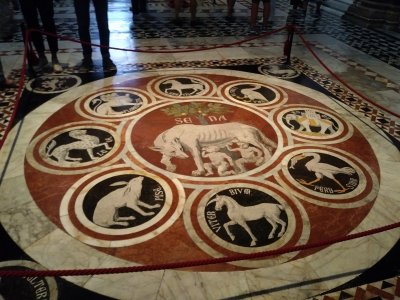 Duomo earliest floor panel the Wheel of Fortune (Ruota della Fortuna), laid in 1372
