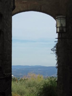 San Gimignano  View  thru archway on the road up to Piazza della Cisterna