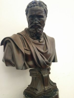 Bust of Michelangelo at age 89 made from his death mask by friend and fellow sculptor Daniele da Volterra