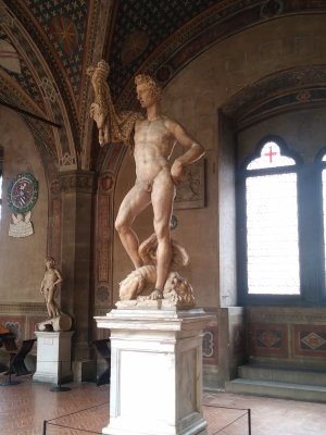 Jason and the Golden Fleece by Pietro Francavilla at the top of the stairs