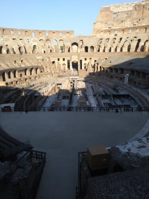 Inside Colosseum Partially covered arena floor with underground passages beneath