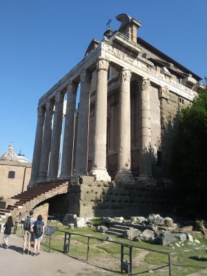 Temple of Antoninus Pius and Faustina his beloved wife, whom he declared a goddess and built this temple in her honor.