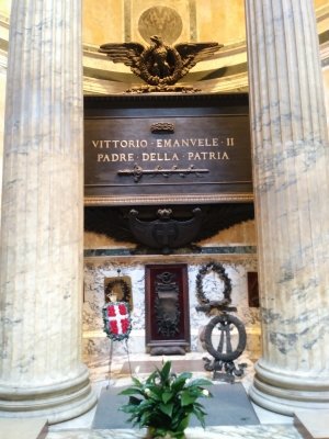 Tomb of Italy's King when it united in the mid 1800's- Victor Emmanuel II of the Savoys with inscription Father of his Country. 