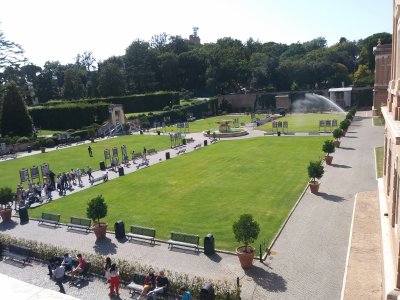 View of the Papal Gardens from the Pine Cone Courtyard