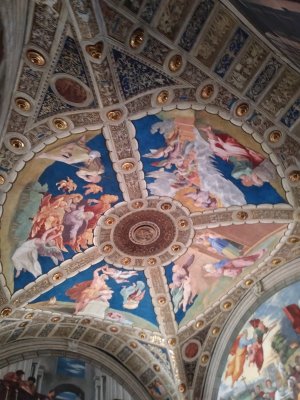 The ceiling of the Room of Heliodorus by Raphael