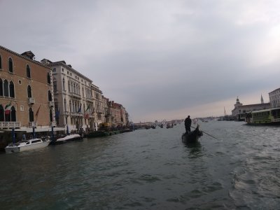 Grand Canal- Venice's Main Street- is 150 feet wide & nearly 15 feet deep, lined with impressive palaces & churches