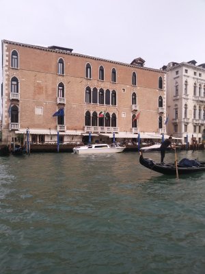 Gritti Palace ultra fancy hotel. Guests such as Ernest Hemingway & Woody Allen have sat on that terrace & sipped cappuccino
