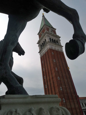 My artistic view of the Campanile(bell tower) though the trampling hoofs of the horse.