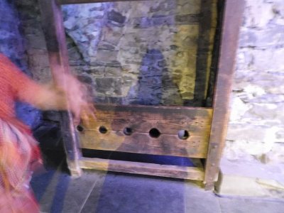 Christ Church Cathedral Crypt- A decidedly un-Christian stockade(1670) used to punish criminals in Christ Church.