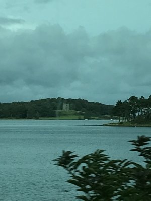 View of Bran's Tower across a small arm of Strangford Lough