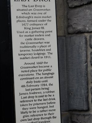 The Last Drop-located in the spot that was once one of the city's main gallows...Last Drop from the noose, not the Coffee spoon!