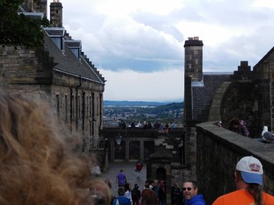 Looking past the Governor's House down to the Scottish National War Museum, Hospital and Butts Battery