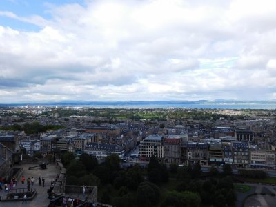 Views from the terrace in front of St. Margaret's Chapel of the Firth of Forth