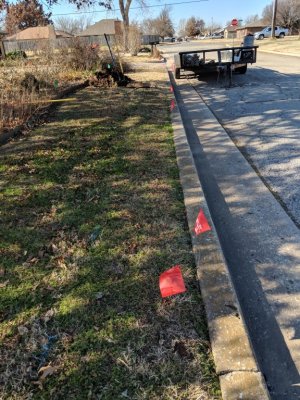 Red flags for spray heads along the street