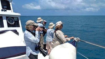 Jan, Bill, Wes, Mary T and Jane, on deck as we approached the Dry Tortugas