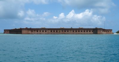 First look at Ft Jefferson on Garden Key, Dry Tortugas, FL, looking at the west side of the fort