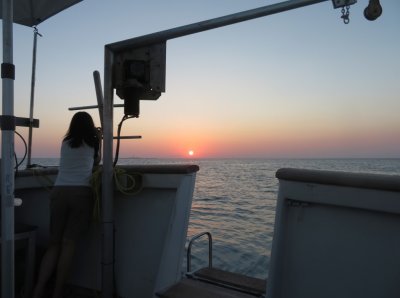 After dinner, Phoenix (and the rest of us) took in the sunset from the stern of the boat.