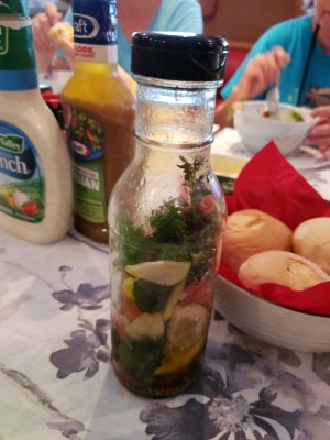 The homemade salad dressing