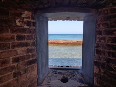 The view across the moat and the Gulf beyond