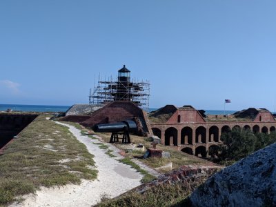 Ft Jefferson lighthouse and flag