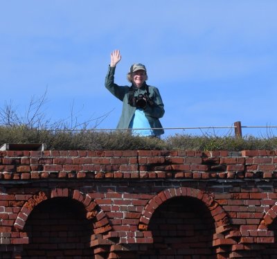 Jan waves from the top of the fort.